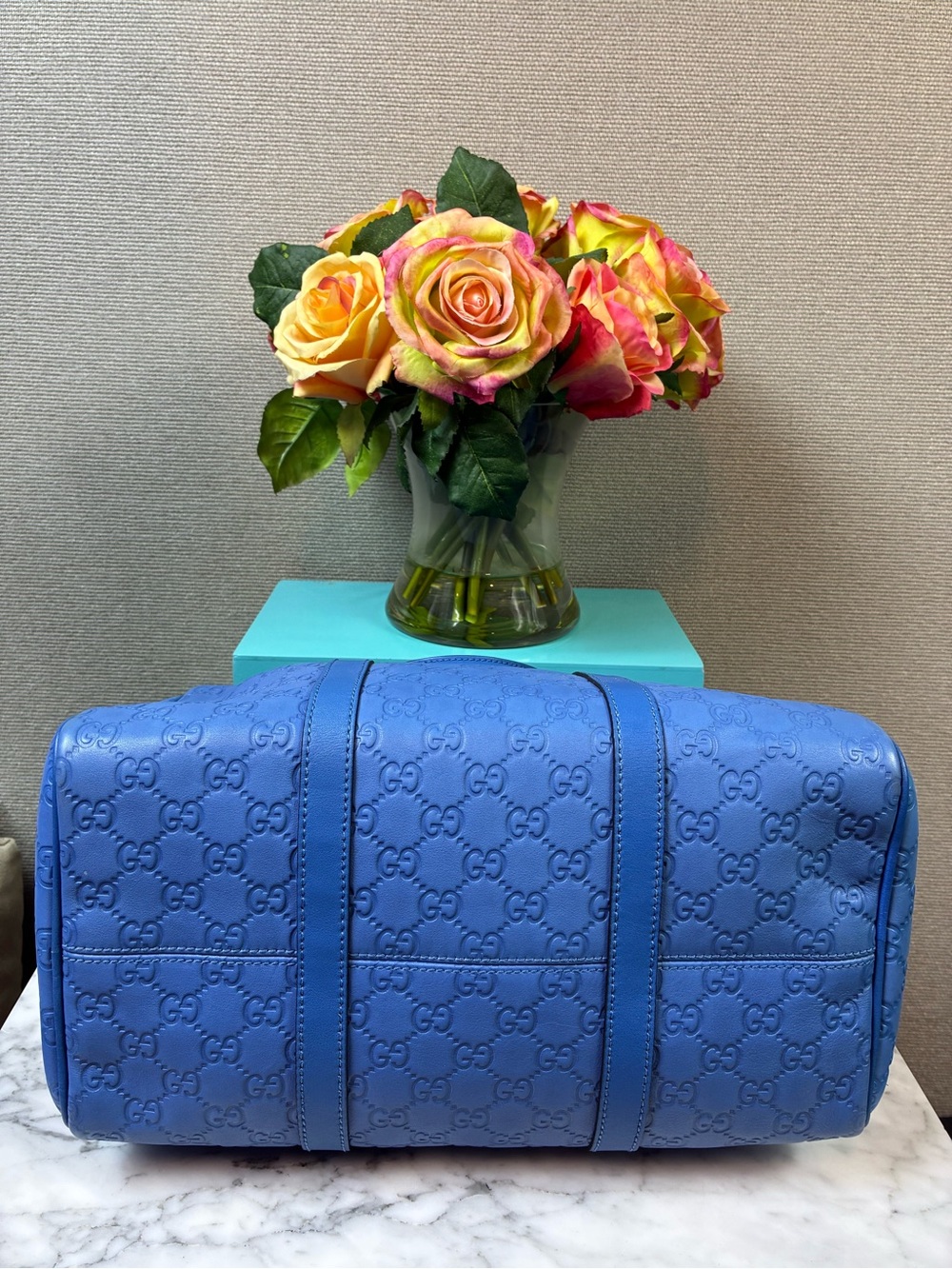 Gucci Guccissima Blue Leather Joy Boston Bag - Authentic & Pristine Condition - Picture 9 of 16